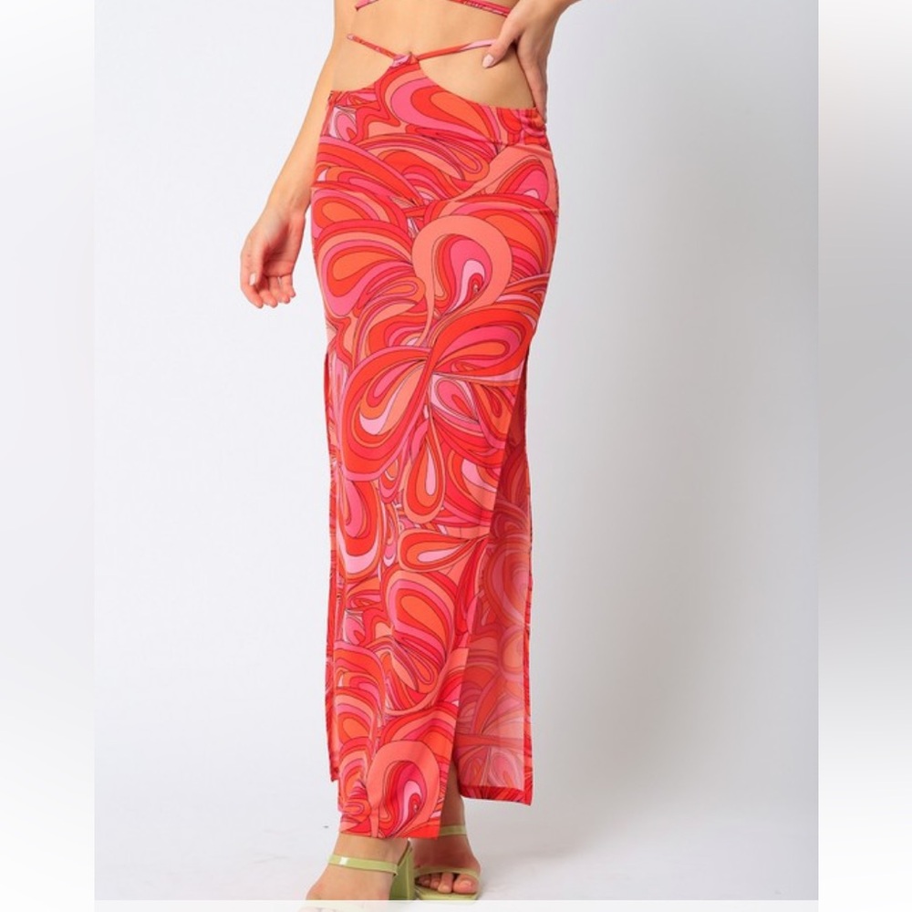 Drawstring Cut Out Midi Skirt